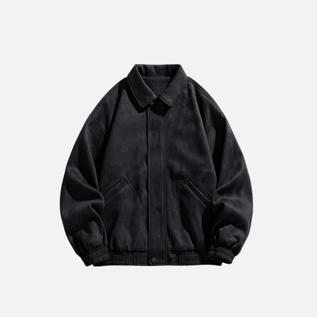 SUEDE BOMBER JACKET - BLACK